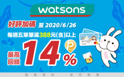 屈臣氏 | 好評加碼! 實體門市消費 週五單筆滿 388元   最高 14% P幣回饋(活動已結束)