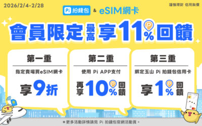 Pi 拍錢包會員✨獨家限時優惠！買eSIM網卡最高享11% P幣💰回饋